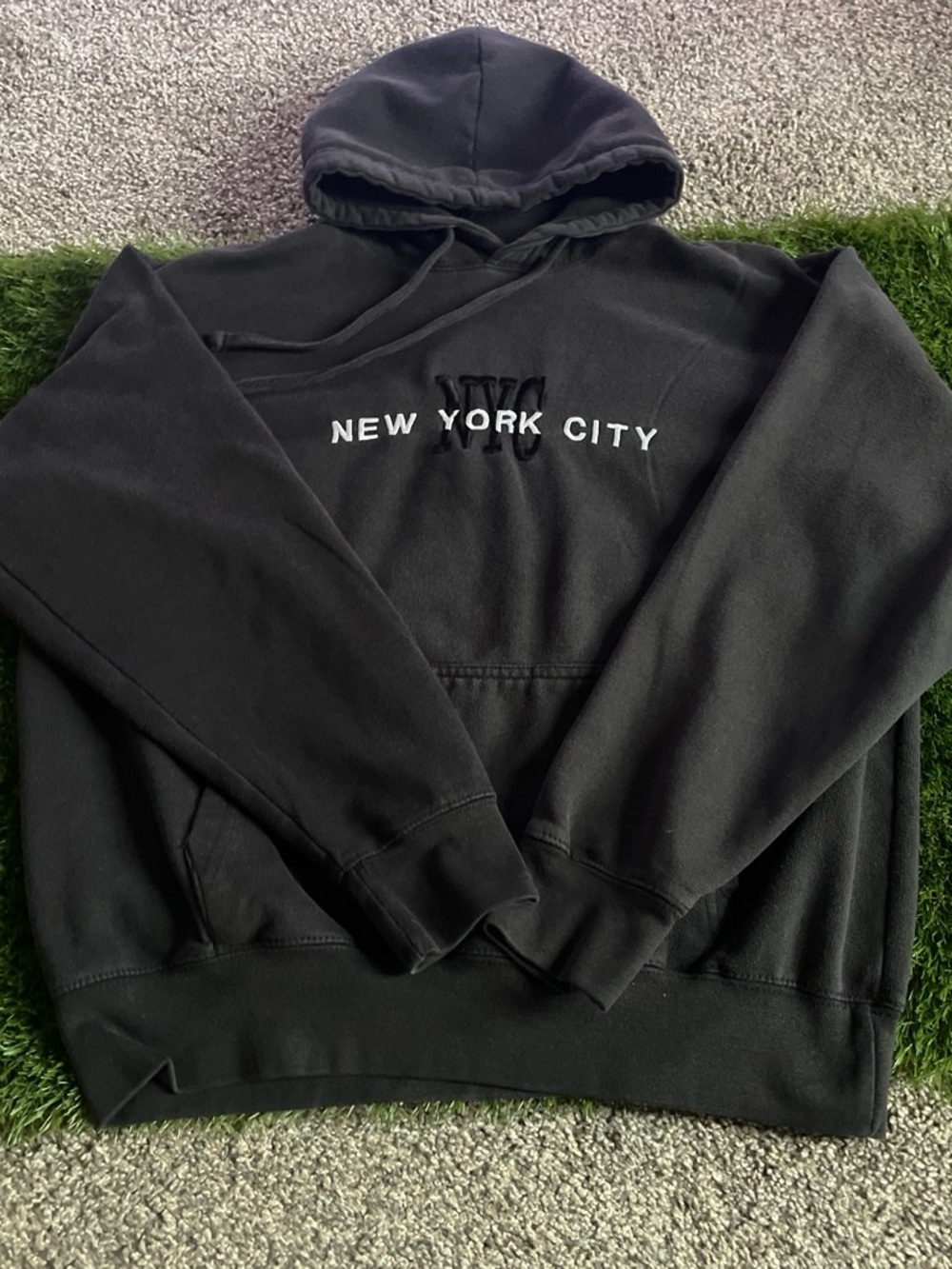 NYC Black Pullover Hoodie with White 'New York City' Text